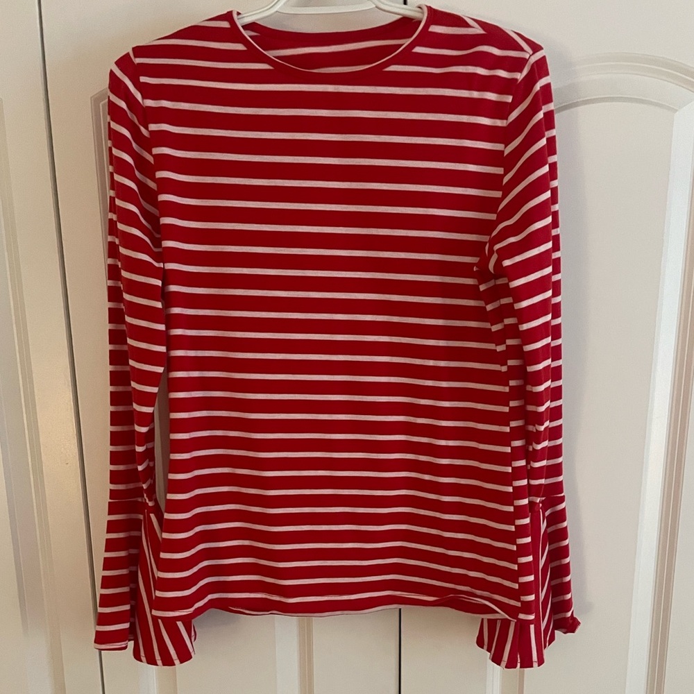 Red, Bell-Sleeved Blouse